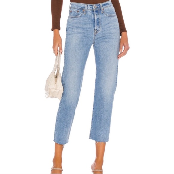 Levis quality denim wedgie straight raw hem crop jeans 31 - Picture 13 of 13